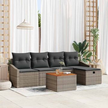 Set Divano da Giardino 6 pz Grigio polyrattan