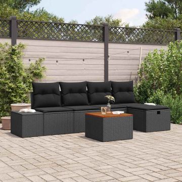 Set Divano da Giardino 6 pz Nero polyrattan