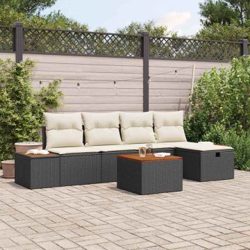 Set Divano da Giardino 6 pz Nero polyrattan