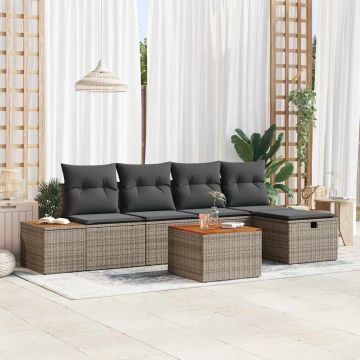 Set Divano da Giardino 6 pz Grigio polyrattan