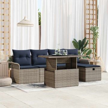 Set Divano da Giardino 6 pz Grigio polyrattan