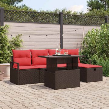Set Divano da Giardino 6 pz Marrone polyrattan