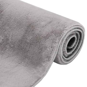 Tappeto in Pelliccia di Coniglio Finto 180x270 cm Grigio