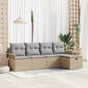 Set Divano da Giardino 5 pz Poly Rattan