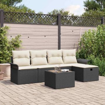 Set Divano da Giardino 6 pz Poly Rattan