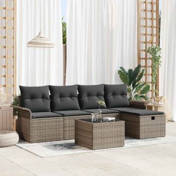 Set Divano da Giardino 6 pz Poly Rattan