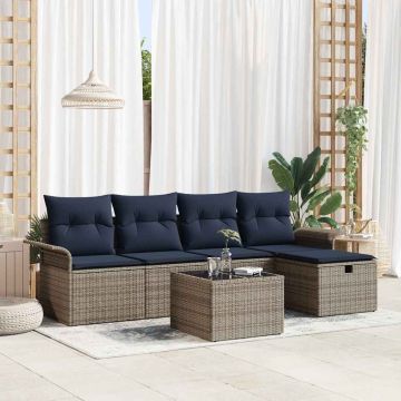Set Divano da Giardino 6 pz Poly Rattan