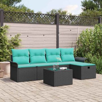 Set Divano da Giardino 6 pz Poly Rattan