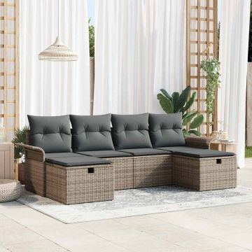 Set Divano da Giardino 6 pz Poly Rattan