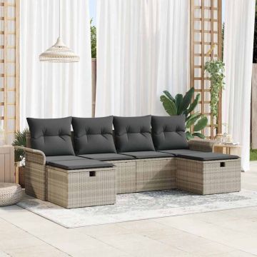 Set Divano da Giardino 6 pz Poly Rattan