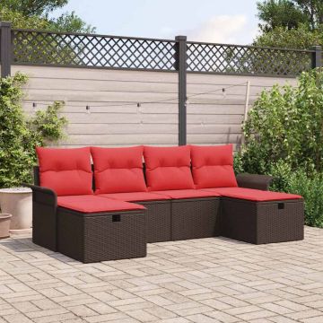 Set Divano da Giardino 6 pz Poly Rattan