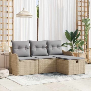 Set Divano da Giardino 4 pz Poly Rattan