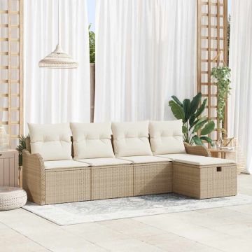 Set Divano da Giardino 5 pz Poly Rattan