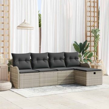 Set Divano da Giardino 5 pz Poly Rattan