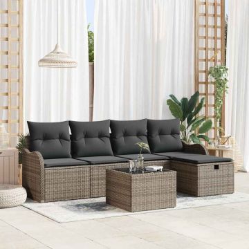 Set Divano da Giardino 6 pz Poly Rattan