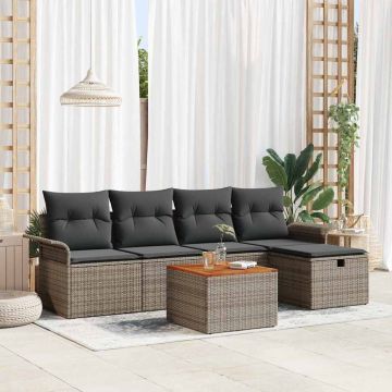 Set Divano da Giardino 6 pz Grigio Poly Rattan