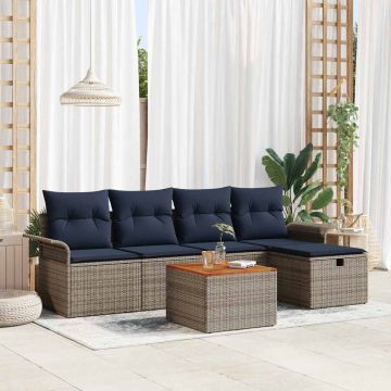 Set Divano da Giardino 6 pz Grigio Poly Rattan