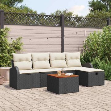 Set Divano da Giardino 6 pz Nero Poly Rattan