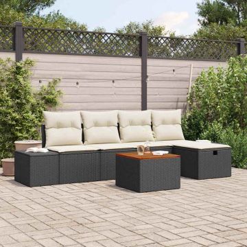 Set Divano da Giardino 6 pz Nero Poly Rattan
