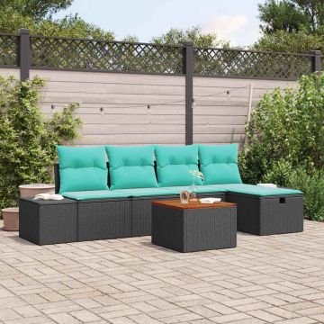 Set Divano da Giardino 6 pz Nero Poly Rattan