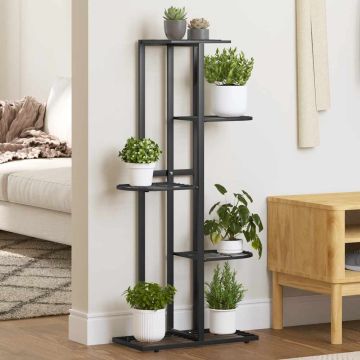 Piedistallo per Piante a 5 Piani 43x22x98 cm in Metallo Nero