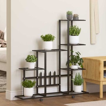 Portapiante con Ruote 94,5x25x92,5 cm Nero in Metallo