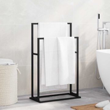 Portasciugamani Autoportante Nero 48x24x78,5 cm in Ferro