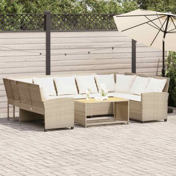 Divano da Giardino con Cuscini in Polyrattan Beige