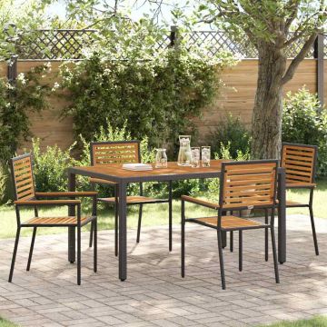 Set da Pranzo per Giardino 5 pz Nero e Marrone polyrattan