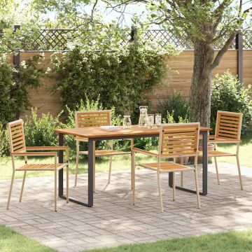 Set da Pranzo per Giardino 5 pz Beige Legno di Acacia Massello
