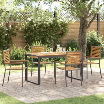 Set da Pranzo per Giardino 5 pz Grigio e Marrone polyrattan