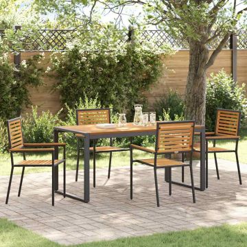 Set da Pranzo per Giardino 5 pz Nero e Marrone polyrattan