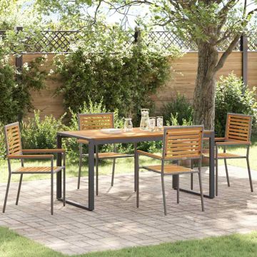 Set da Pranzo per Giardino 5 pz Grigio e Marrone polyrattan