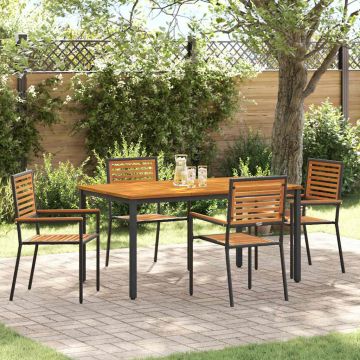 Set da Pranzo per Giardino 5 pz Nero e Marrone polyrattan