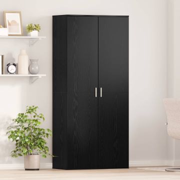 Credenza 80 x 39 x 178 cm Legno ingegnerizzato Rovere Nero