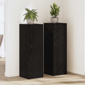Supporto per piante 2 pz Rovere Nero 33 x 33 x 100 cm