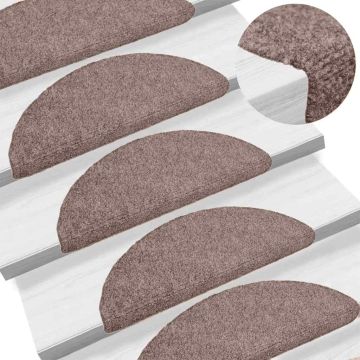 Tappetini per scale autoadesivi 20 pz 65x21x4 cm Marrone Chiaro semicircolari grandi