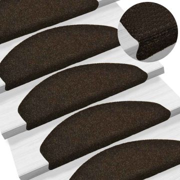 Tappetini per scale autoadesivi 30 pz 65x21x4 cm marrone scuro semicircolari grandi