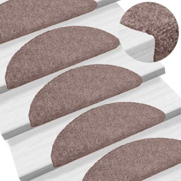 Tappetini per scale autoadesivi 20 pz 56x17x3 cm Marrone Chiaro Semicircolari