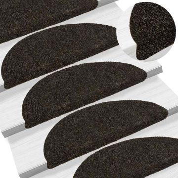 Tappetini per scale autoadesivi 20 pz 56x17x3 cm marrone scuro semicircolari