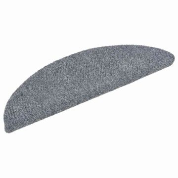 Tappetini per scale autoadesivi 30 pz 56x17x3 cm Grigio chiaro semicircolari