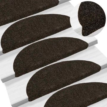Tappetini per scale autoadesivi 30 pz 56x17x3 cm marrone scuro semicircolari