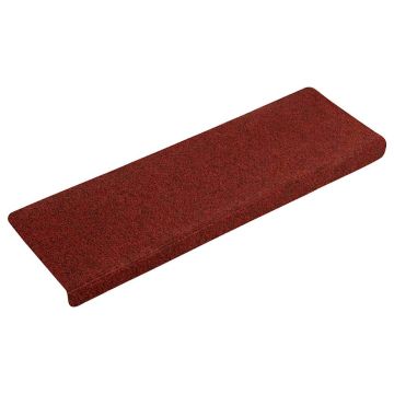 Tappetini per scale autoadesivi 30 pz 65x21x4 cm Bordeaux Rosso Bordo rettangolare