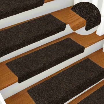 Tappetini per scale autoadesivi 30 pz 65x21x4 cm marrone scuro bordo rettangolare