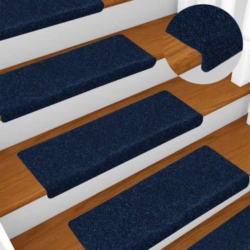 Tappetini per scale autoadesivi 30 pz 65x21x4 cm blu navy bordo rettangolare