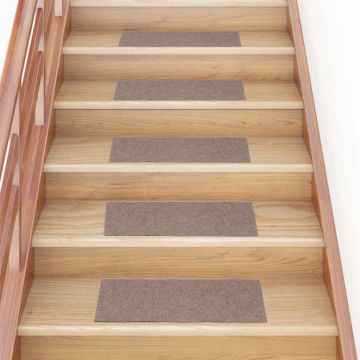 Tappetini per scale autoadesivi 30 pz 60x25 cm marrone chiaro rettangolari
