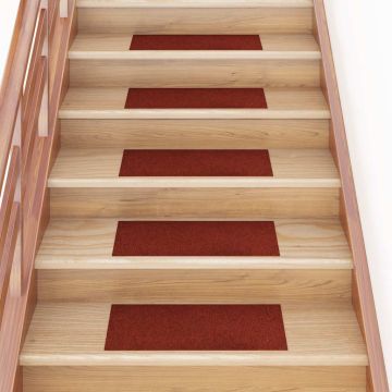 Tappetini per scale autoadesivi 30 pz 60x25 cm Bordeaux Rosso Rettangolari
