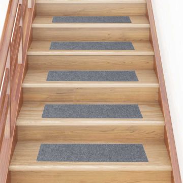 Tappetini per scale autoadesivi 30 pz 76x20 cm Grigio chiaro Rettangolari