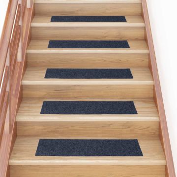 Tappetini per scale autoadesivi 30 pz 76x20 cm Grigio Blu Rettangolari