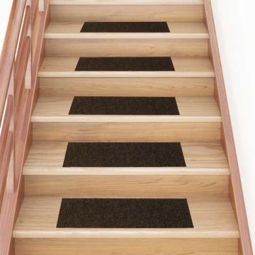 Tappetini per scale autoadesivi 30 pz 76x20 cm marrone rettangolari